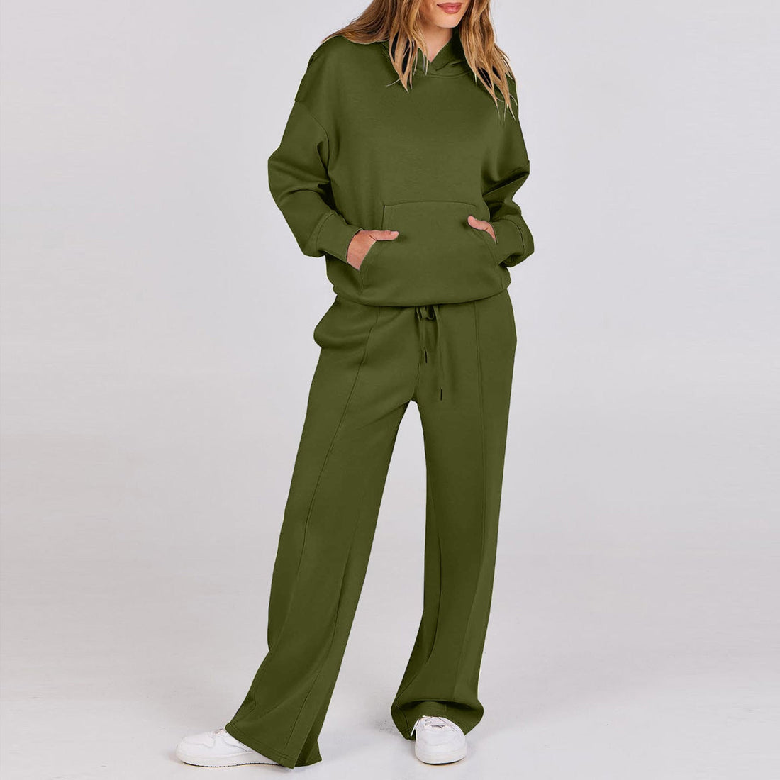 Womens Long Sleeve Drawstring Pocket Suit
