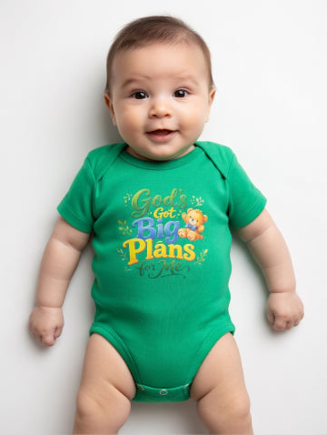 God’s Big Plans Green Baby Onesie