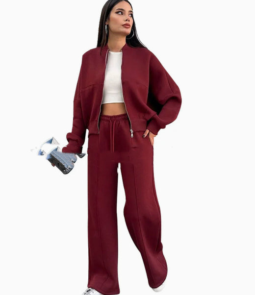 Womens Long Sleeve Drawstring Pocket Suit