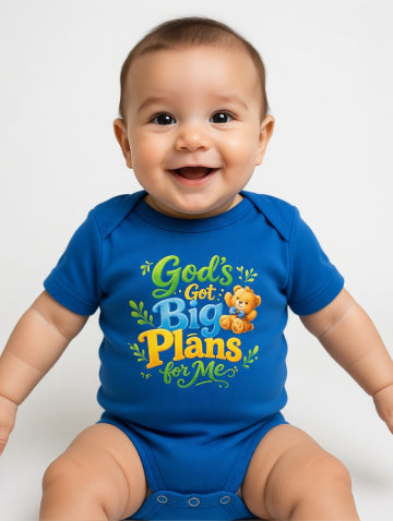 God’s Big Plans Blue Baby Onesie