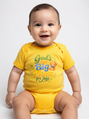 God’s Big Plans Yellow Baby Onesie